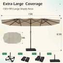 EROMMY 15 X 9 Double-Sided Outdoor Spacious Umbrella - Beige-Erommy
